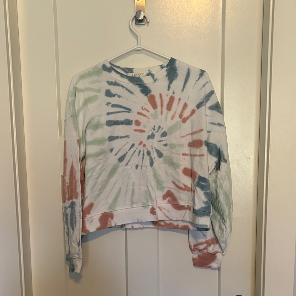 Z Supply Blue and White Tie-Dye Top